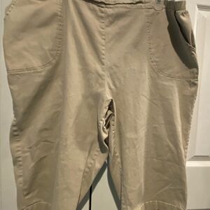 Beige Casual Capri Pants